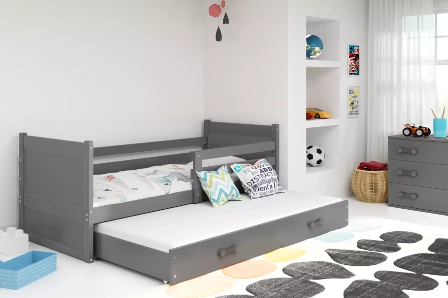 Ausziehbett für Jugendliche Richard, 90x190, mit Schublade, grau