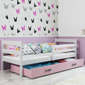 Jugendbett Erik, 90x190, mit Schublade, weiß/rosa