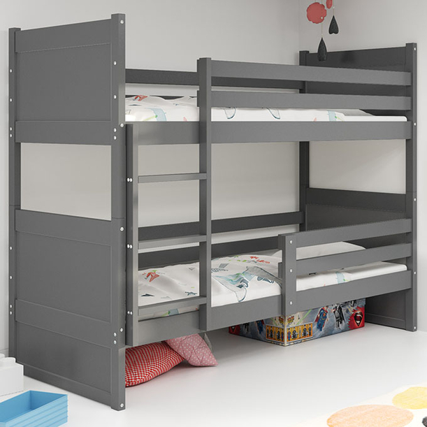 Stockbett für Jugendliche Richard, 90x200, mit Matratze, grau