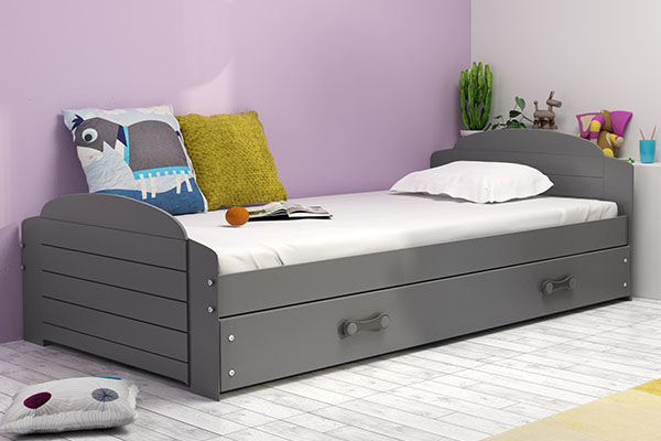 Jugendbett Lilly, 90x200, mit Schublade, grau