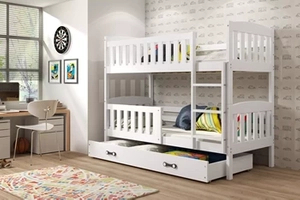 Stockbett für Jugendliche Jakob, 90x200, mit Matratze und Schublade, weiß