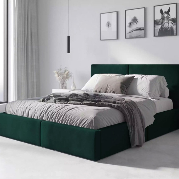 Polsterbett Schlafzimmerbett Doppelbett Hilton 120X200, grün