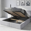Polsterbett Schlafzimmerbett Doppelbett HILTON 120X200 mit Matratze und Stauraum, hellgrau