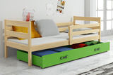 Jugendbett Erik, 80x190, mit Schublade, Kiefer/grün