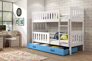 Stockbett für Jugendliche Jakob, 90x190, mit Schublade, weiß/blau