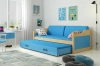 90 X 200 \ Kiefer \ Schublade + Zusatzbett \ Blau \ Mit Matratze