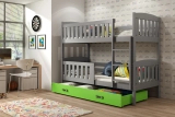 Stockbett für Jugendliche Jakob, 90x190, mit Matratze und Schublade, grau/grün