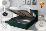 Polsterbett Schlafzimmerbett Doppelbett HILTON 120X200 mit Stauraum, grün