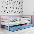 Jugendbett Erik, 90x190, mit Matratze und Schublade, weiß/blau