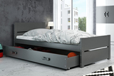 Jugendbett Bartholomäus, 90x200, mit Matratze und Schublade, grau