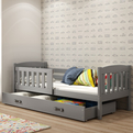 Kinderbett Jakob, 80x160, mit Schublade, grau