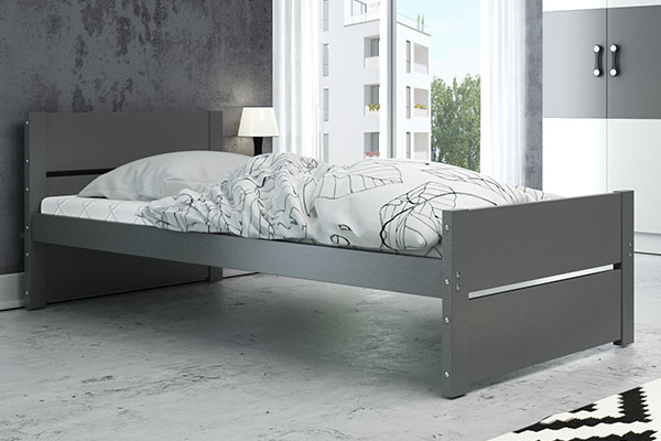 Jugendbett Bartholomäus, 90x200, mit Matratze, grau