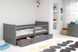 Jugendbett Richard, 90x200, mit Schublade, grau