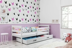 Jugendbett Erik, 80x190, mit Matratze und Schublade, weiß