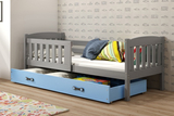 Jugendbett Jakob, 80x190, mit Matratze und Schublade, grau/blau