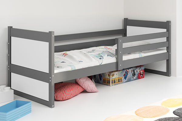 Jugendbett Richard, 90x200, mit Matratze, grau/weiß