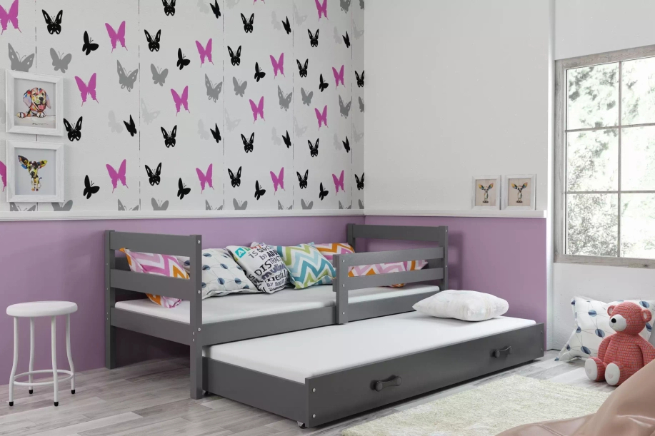 Ausziehbett für Jugendliche Erik, 80x190, mit Schublade, grau