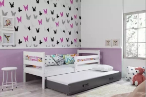 Ausziehbett für Jugendliche Erik, 90x190, mit Schublade, weiß/grau