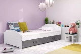 Jugendbett Lilly, 90x200, mit Schublade, weiß/grau