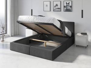 Polsterbett Schlafzimmerbett Doppelbett HILTON 120X200 mit Stauraum, graphit