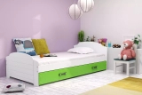 Jugendbett Lilly, 90x200, mit Matratze und Schublade, weiß/grün