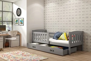 Jugendbett Jakob, 80x190, mit Matratze und Schublade, grau