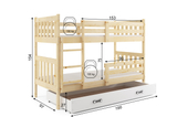Stockbett für Jugendliche Kacpar, 90x190, mit Schublade, naturholz/weiß