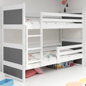 Stockbett für Jugendliche Richard, 90x200, mit Matratze, weiß/grau