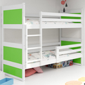 Stockbett für Jugendliche Richard, 90x200, mit Matratze, weiß/grün
