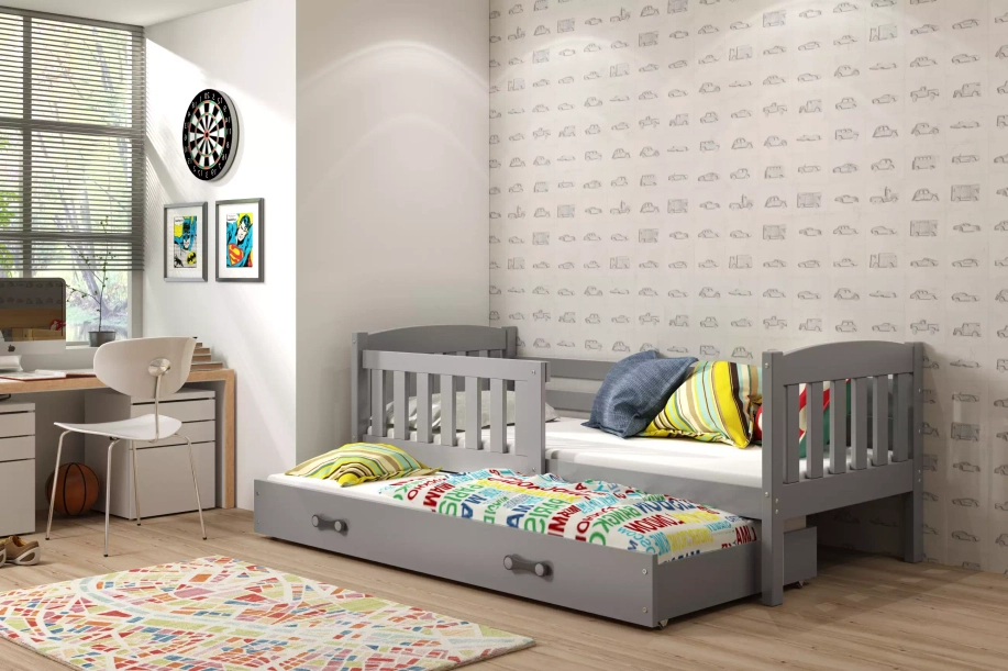 Ausziehbett für Jugendliche Jakob, 80x190, mit Schublade, grau