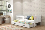 Ausziehbett für Jugendliche Jakob, 80x190, mit Matratze und Schublade, weiß