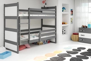 Stockbett für Jugendliche Richard, 90x200, mit Matratze, grau/weiß