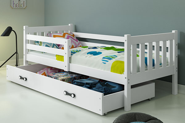 Jugendbett Lieb, 90x200, mit Matratze und Schublade, weiß