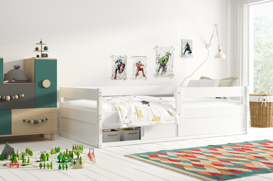Kinderbett Hugo, 80x160, mit Stauraum, weiß