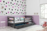 Jugendbett Erik, 90x200, mit Matratze und Schublade, grau