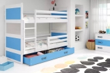 Stockbett für Jugendliche Richard, 90x200, mit Schublade, weiß/blau