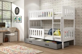 Stockbett für Jugendliche Jakob, 90x190, mit Matratze und Schublade, weiß/grau
