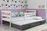 Ausziehbett für Jugendliche Erik, 90x200, mit Schublade, weiß/grau