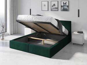 Polsterbett Schlafzimmerbett Doppelbett HILTON 120X200 mit Stauraum, grün