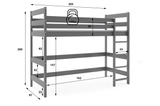 Jugend-Hochbett – graphitgrau 90x200