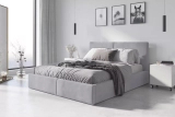 Polsterbett Schlafzimmerbett Doppelbett HILTON 160X200 mit Matratze und Stauraum, hellgrau