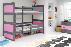 Stockbett für Jugendliche, Richard, 90x190, grau/rosa