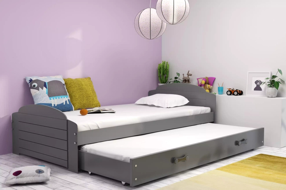 Ausziehbett für Jugendliche Lilly, 90x200, mit Schublade, grau
