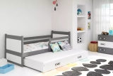Ausziehbett für Jugendliche Richard, 90x200, mit Schublade, grau/weiß
