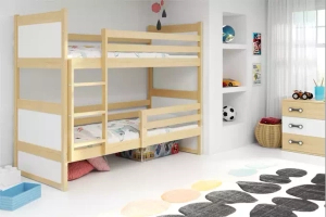 Stockbett für Jugendliche Richard, 90x190, mit Matratze, Kiefer/weiß