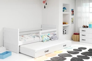 Ausziehbett für Jugendliche Richard, 90x200, mit Matratze und Schublade, weiß