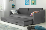 Ausziehbett für Jugendliche David, 90x200, mit Matratze und Schublade, grau