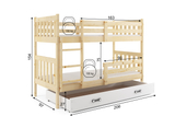 Stockbett für Jugendliche Kacpar, 90X200, mit Schublade, naturholz/weiß