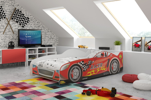 Kinderbett Cars, 80x160, mit Matratze, rot