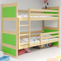 Stockbett für Jugendliche Richard, 90x200, mit Matratze, Kiefer/grün